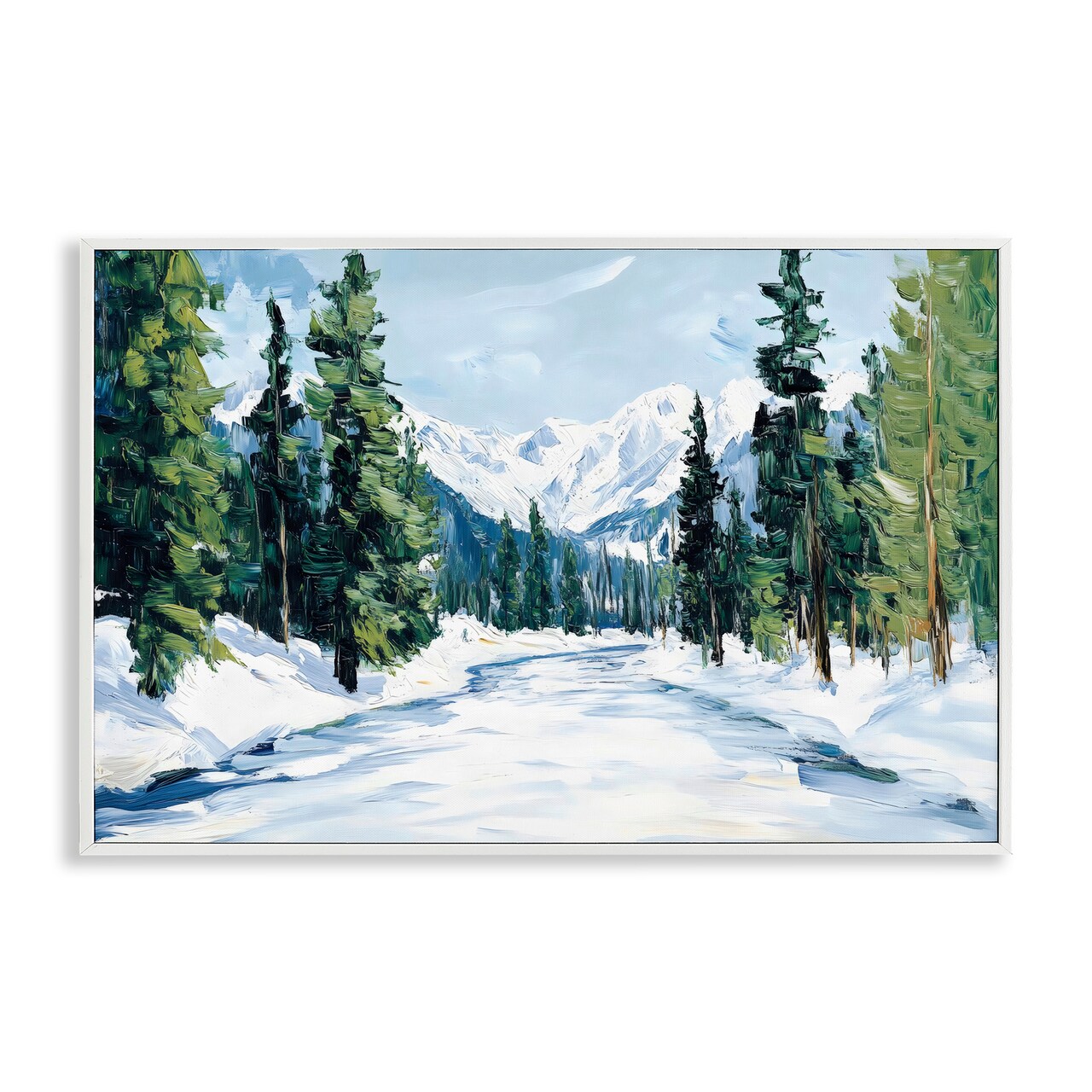 Stupell Industries Snowy Tall Tree Pass Framed Giclee, design by Petal Prints Design